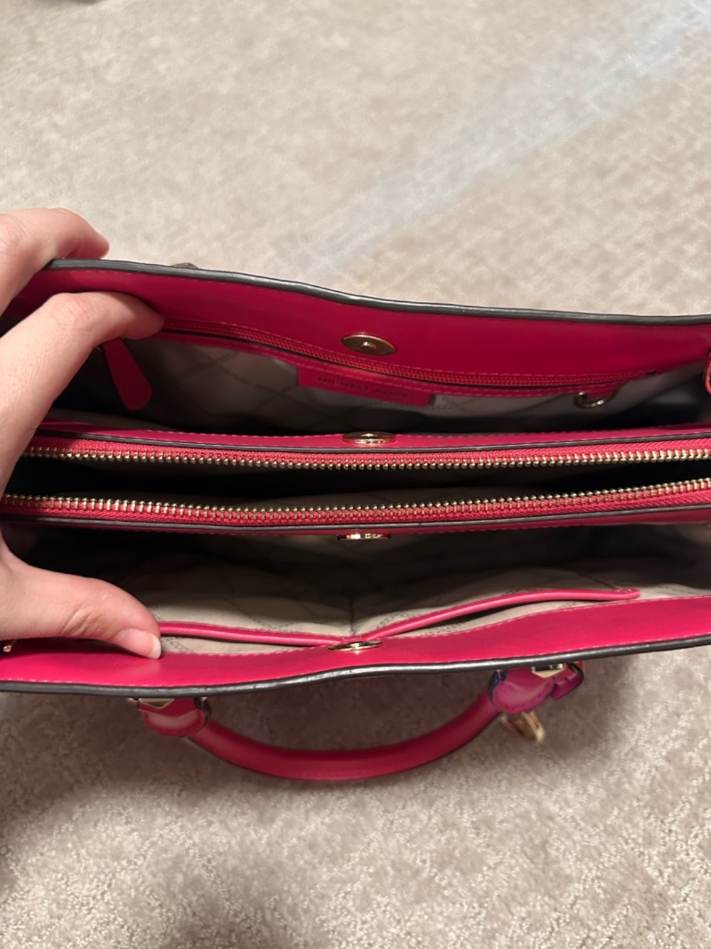 Michael Kors Fuchsia Saffiano Leather Satchel with Gold Hardware - Picture 4 of 7